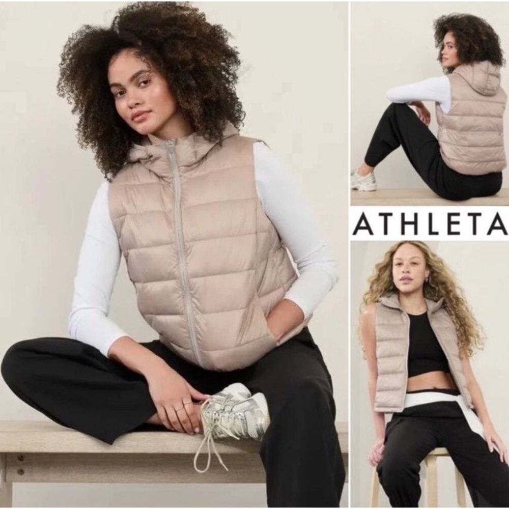 Athleta Aire Puffer Vest Women's Small Color Feather EUC